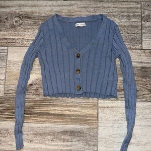 Aeropostale Cropped Long Sleeve Button Up Cardigan Sweater